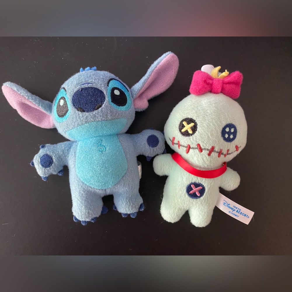 TOKYO DISNEY STITCH AND SCRUMP SMALL PIN UP PLUSHIES